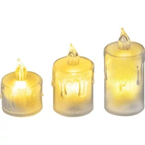 Gyertya MagicHome, karácsonyi, 3 db-os készlet, LED meleg fehér, egyszerű világítás, 3,7x5/6,5/8 cm