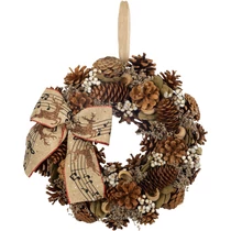 Koszorú MagicHome, karácsonyi, természetes, függő, masnival, 30 cm