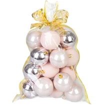Gömbök MagicHome Karácsony, készlet, 20 db, rózsaszín, vegyes, karácsonyfára, 6 cm