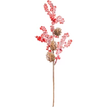 Ág MagicHome Karácsony, bogyók tobozokkal, piros, 34 cm