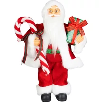 Dekoráció MagicHome Karácsony, Mikulás, ajándékkal, piros, 45 cm
