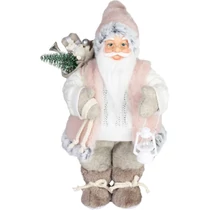Dekoráció MagicHome Karácsony, Mikulás, ajándékkal, rózsaszín-barna, 30 cm