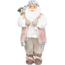 Dekoráció MagicHome Karácsony, Mikulás, ajándékkal, rózsaszín-barna, 46 cm