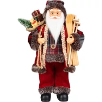 Dekoráció MagicHome Karácsony, Mikulás, ajándékkal, piros, 46 cm