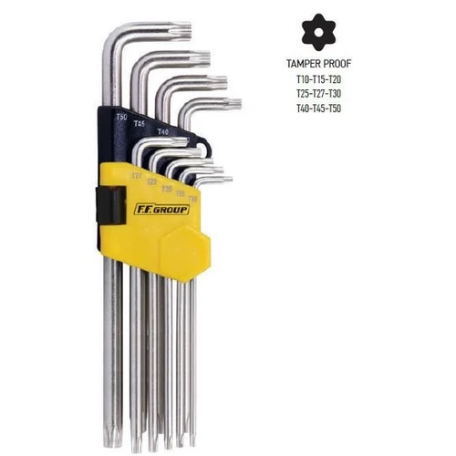 34756 - extra hosszú tamperbiztos torx (lyukas) STAR (hosszú ARM) csavarkulcs szett, 9db, 