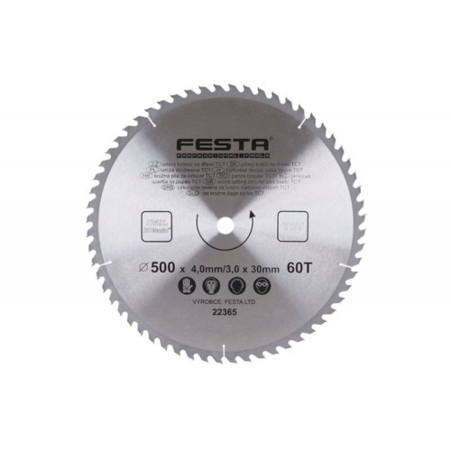 Lev Festa TCT körfűrész tárcsa, körfűrészlap 500x30mm, Z60, fához, Vídia lappal