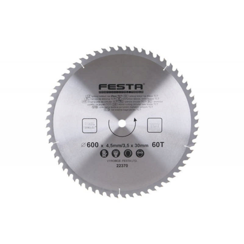 Lev Festa TCT körfűrész tárcsa, körfűrészlap 600x30mm, Z60, fához, Vídia lappal