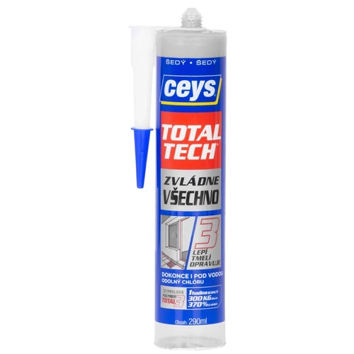 Ragasztó Ceys TOTAL TECH EXPRESS, 2 az 1-ben tömítő, szürke, 290 ml