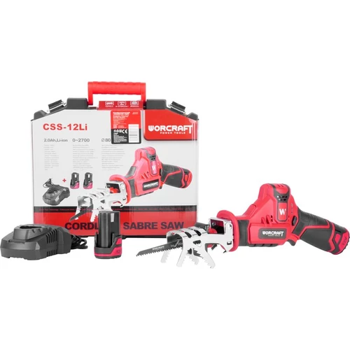 Fűrész Worcraft CSS-12Li, 12V, 2x 2.0Ah Li-ion, orrfűrész, ágvágó