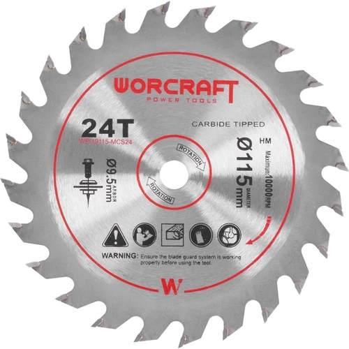 Tárcsa Worcraft CMCS-S20LiB-hez, 115x9,5 mm, 24T, fűrész