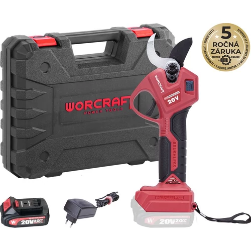 Olló Worcraft CSC-S20LiBAM ShareSYS, 20V Li-Ion, kerti, akkumulátoros, ágvágó, vágás 30 mm, 1x 2.0 A