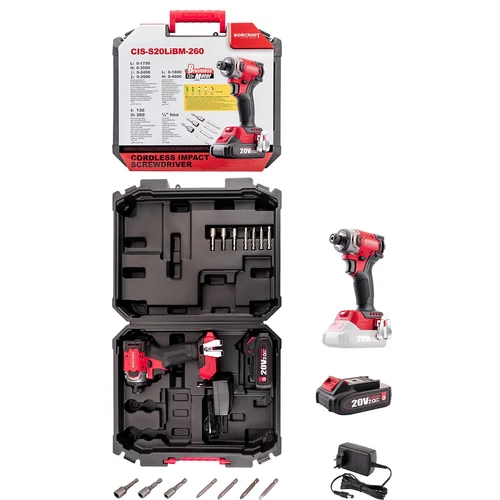 Ütvecsavarozó Worcraft CIS-S20LiBM-260 ShareSYS, 20V Li-Ion, ütve, HEX, 260Nm, szénkefe nélküli, SZE