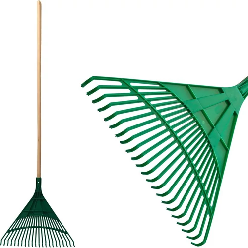 Strend Pro R122.WH lombseprű, 22 fog, 49 cm, legyező alakú, műanyag, fa nyél 1300 mm