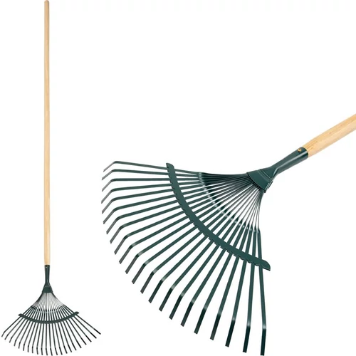 Levélgereblye Strend Pro R110.WH, 22 lamellás, legyező, fém, fa nyél