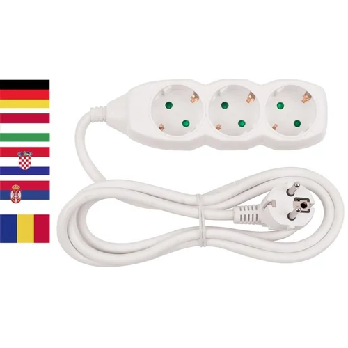 Kábel Strend Pro DG-803B, SCHUKO aljzat, 5,00 m, 3 aljzat, HU, RO, SRB, CRO