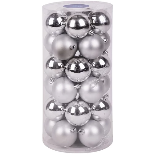 Gömbök MagicHome Karácsony, 30 db, ezüst, vegyes, karácsonyfára, 6 cm