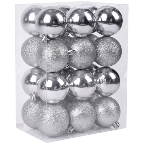 Gömbök MagicHome Karácsony, 24 db, ezüst, vegyes, karácsonyfára, 6 cm