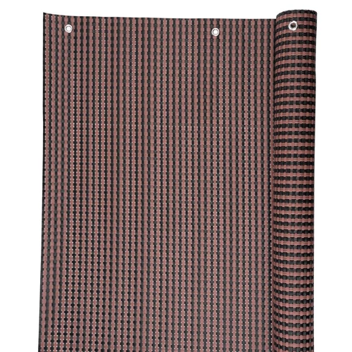 Belátásgátló Polyratan 77, 0,9x3 m, UV, 800 g/m2, barna-fekete, erkély árnyékoló, fűzőlyukakkal