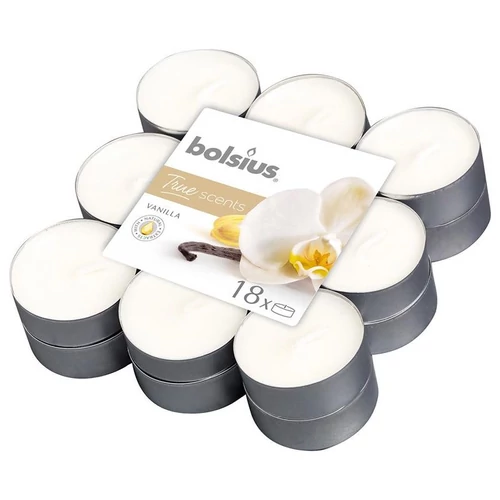 Gyertyák Bolsius Tealight True Scents, mécses, illatos, vanília, csomag 18 db