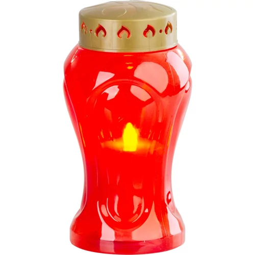 Mécses MagicHome TG-26, LED gyertyával, sírra, piros, 17 cm, (2xAA elemmel)