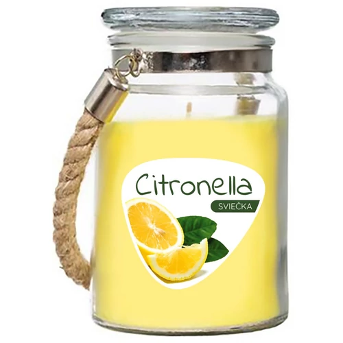 Gyertya Citronella, rovarriasztó, üvegben, 140 g, 85x105 mm