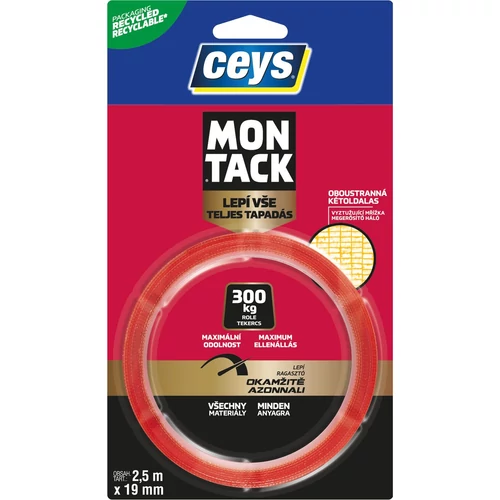 Szalag Ceys MONTACK LEPÍ VŠETKO OKAMŽITE, szerelő, ragasztó, 2,5 m x 19 mm