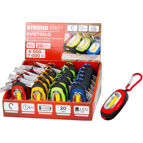 Kulcstartó lámpa Strend Pro Keychain, kulcstartó, medál, karabinerrel, vegyes színek, LED 20 lm, 70x
