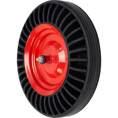 Kerék Strend Pro Premium Fortis BLACK, talicskához, tömör gumi, pótalkatrész, tengellyel