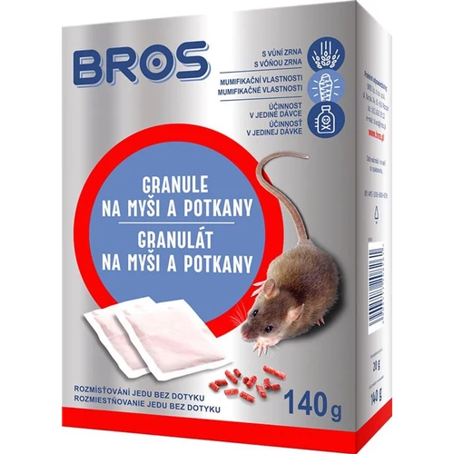 Csalétek Bros, egerekhez és patkányokhoz, granulátum, 140 g