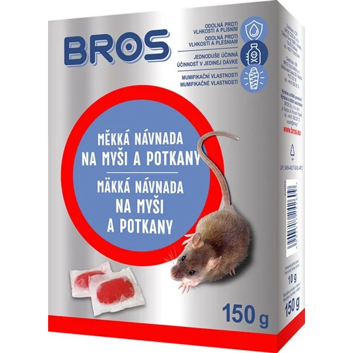 Csalétek Bros, egerekhez és patkányokhoz, puha, 150 g