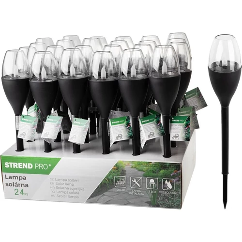 Lámpa Strend Pro Garden, műanyag, lánghatás, napelemes, 6,5x40 cm, 1x LED, Kiszerelés 24 db