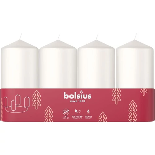 Gyertyák Bolsius Pillar Advent Karácsonyi, fehér, 48/100 mm, csomag 4 db