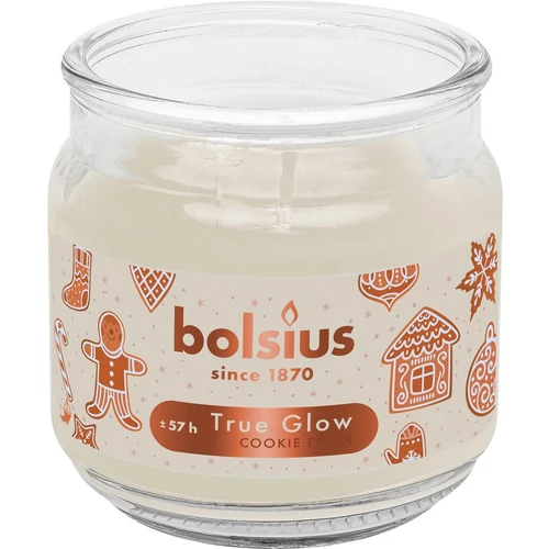 Gyertya Bolsius Large Jar, Cookie Fever, illatos, karácsonyi, bézs, 100x98 mm, üvegben