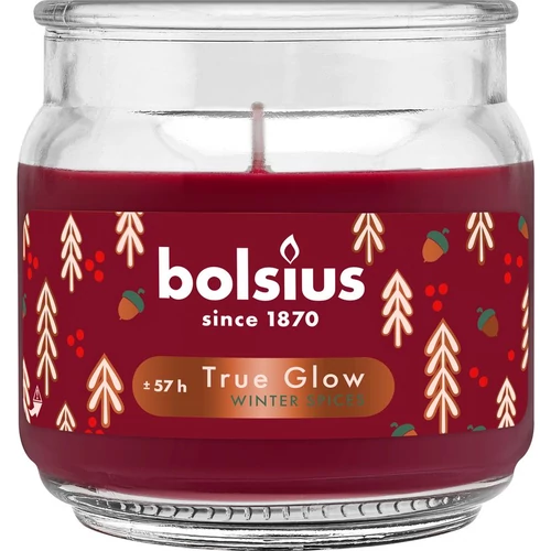 Gyertya Bolsius Large Jar, Winter Spices, illatos, karácsonyi, piros, 100x98 mm, üvegben