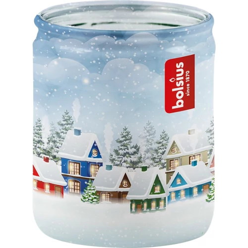 Gyertya Bolsius Glass Candle, karácsonyi, fehér, Amarena cseresznye, 82/68 mm