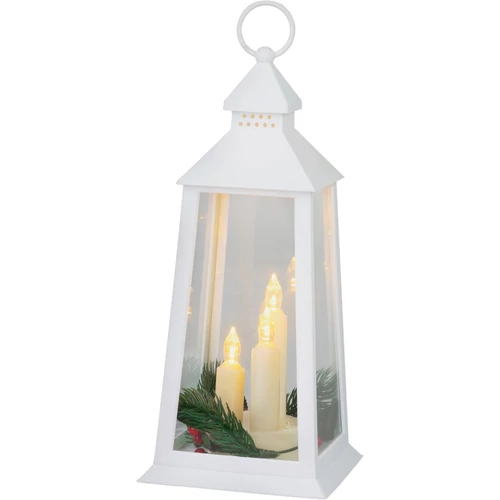 Lámpás MagicHome Karácsonyi, műanyag, fehér, 3xLED sárga, 14x14x35 cm, 3xAAA