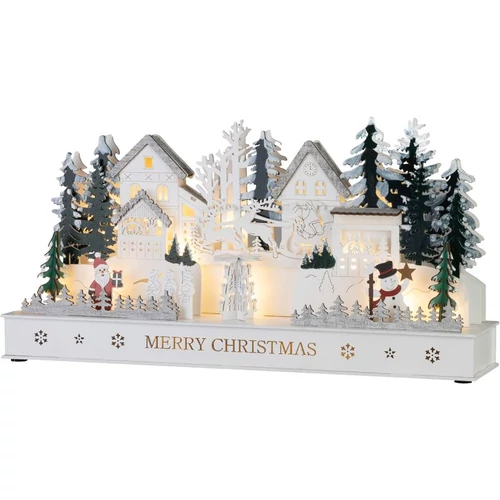 Dekoráció MagicHome Karácsony, falu, fa, 15xLED meleg fehér, 45x15x22.7 cm, 2xAA