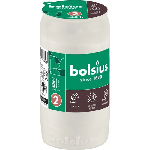 Mécsesbetét Bolsius, 40 óra, 110 g, 48x95 mm, fehér, olaj