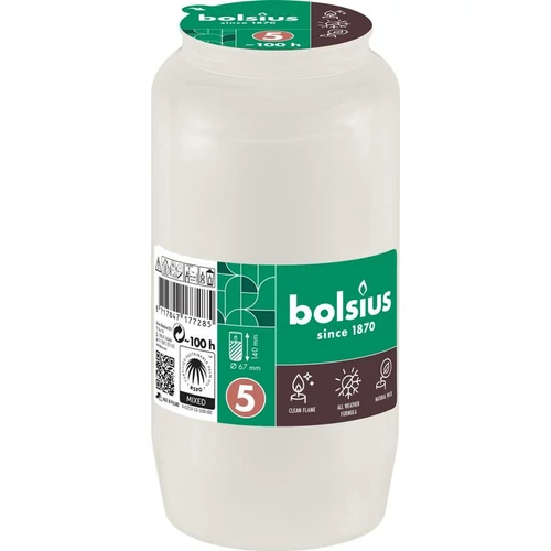 Mécsesbetét Bolsius, 100 óra, 317 g, 67x140 mm, fehér, olaj