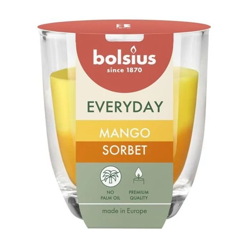 Gyertya Bolsius Everyday, mangó szorbet, 80x70 mm, üvegben