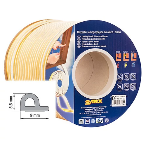 Tömítés Stomil SD-39AX/4-0, P profil, 9x5.5 mm, L-100 m, ablakokhoz és ajtókhoz, barna