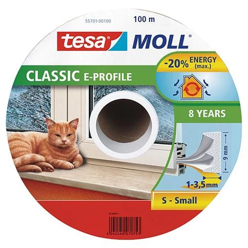 Tömítés tesamoll® E profil, 9 mm, fehér, L-100 m, ablakokhoz és ajtókhoz