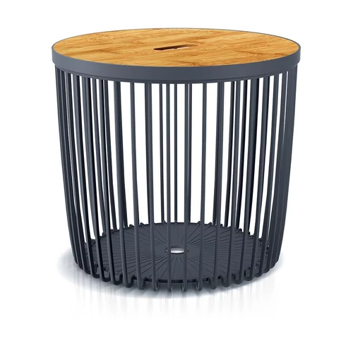 Asztal Clubo, fedéllel, 450x410 mm, 2az1-ben, univerzális kosár, bambusz fedél, 50 liter, antracit