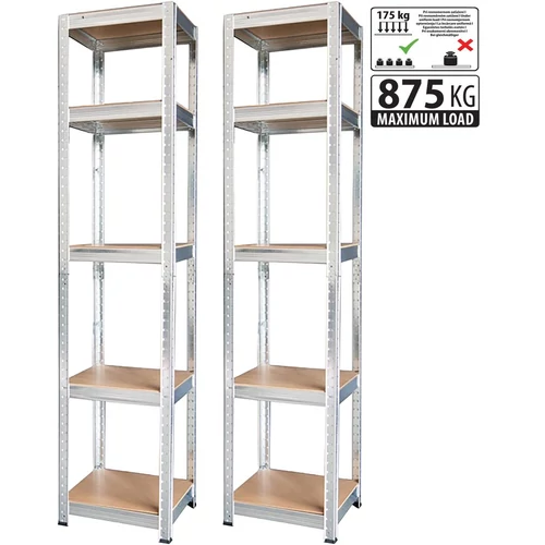 Racks polc, fém, MDF, 5 polc, 1800x400x400 mm, csomag 2db