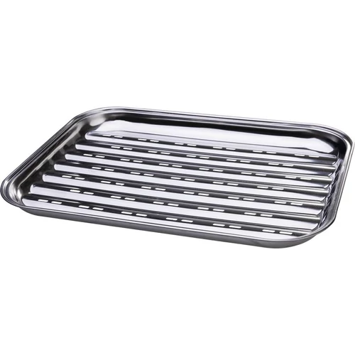 Tálca MagicHome, grillezéshez, téglalap alakú, perforált, rozsdamentes acél, 24,3x34,3x2,4 cm