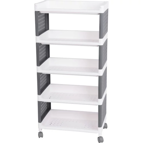 Polc MagicHome Rolly, műanyag, 5 polcos, 49x29x97 cm, görgős