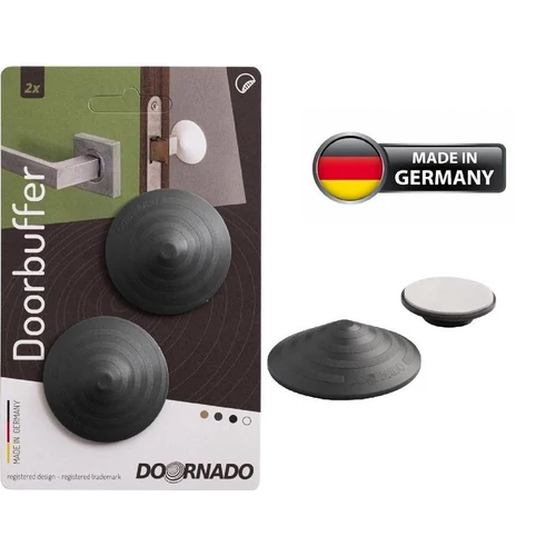 Kilincsütköző DOORBUFFER, öntapadós, falra szerelhető ütköző, műanyag, ajtóhoz, szürke, csomag. 2 db