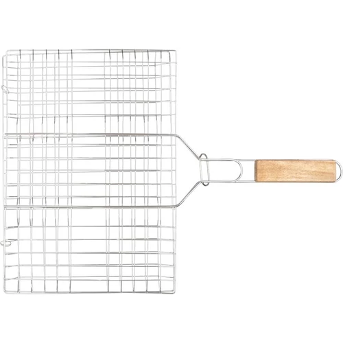 Grillrács Strend Pro Grill, húshoz fa fogantyúval, 41x60x1,5 cm