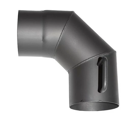 Könyök HS.K 090/120/1,5 mm, pillangószeleppel, füstcső, kéménykönyök füstcsövek összekötéséhez