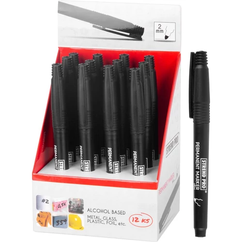 Jelölő Strend Pro Thin, vékony, fekete, Eladódoboz 12 db